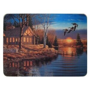Rivers Edge Goose Rest Stop Tempered Glass Cutting Board Cabin Lodge Kitchen NEW